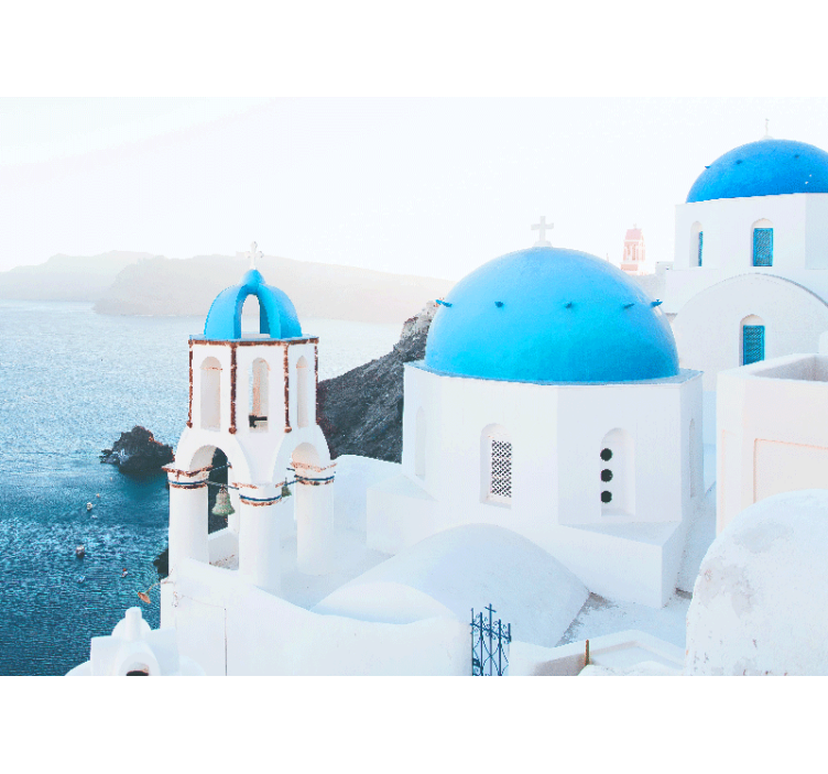 City wall mural santorini coastal scenes - TenStickers