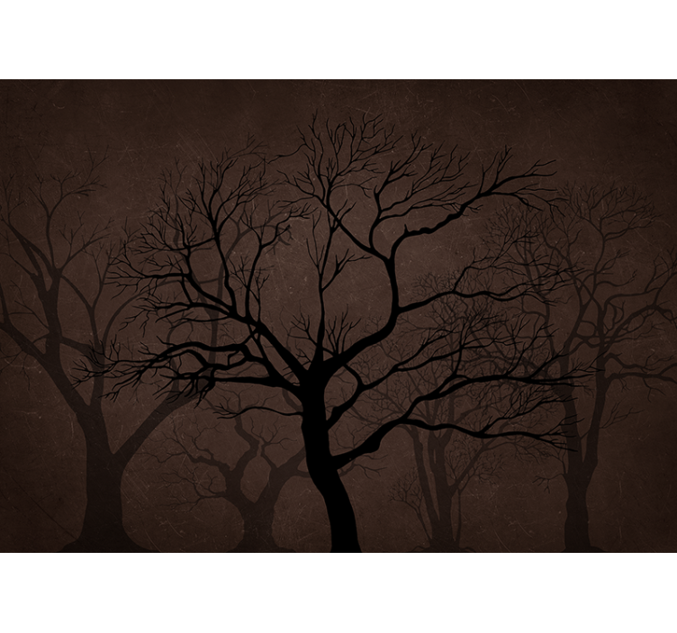 Forest wall mural dark silhouette trees - TenStickers