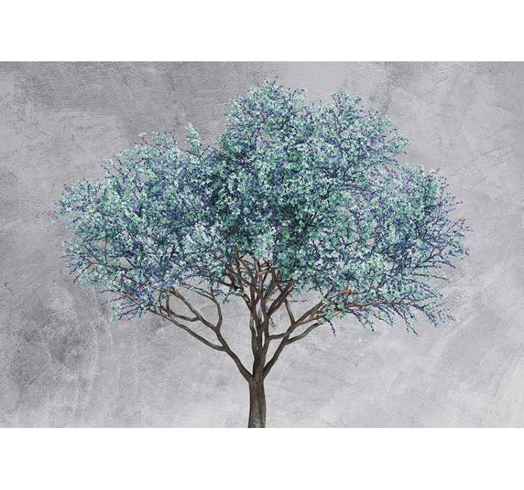 Tree wall mural stylized leafy tree - TenStickers