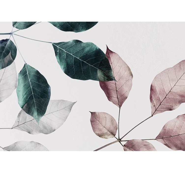 Nature wall mural with graceful leaf designs - TenStickers