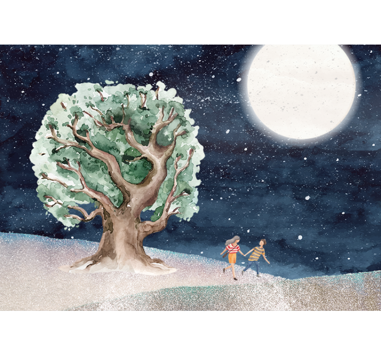Nature wall mural moonlit tree journey - TenStickers