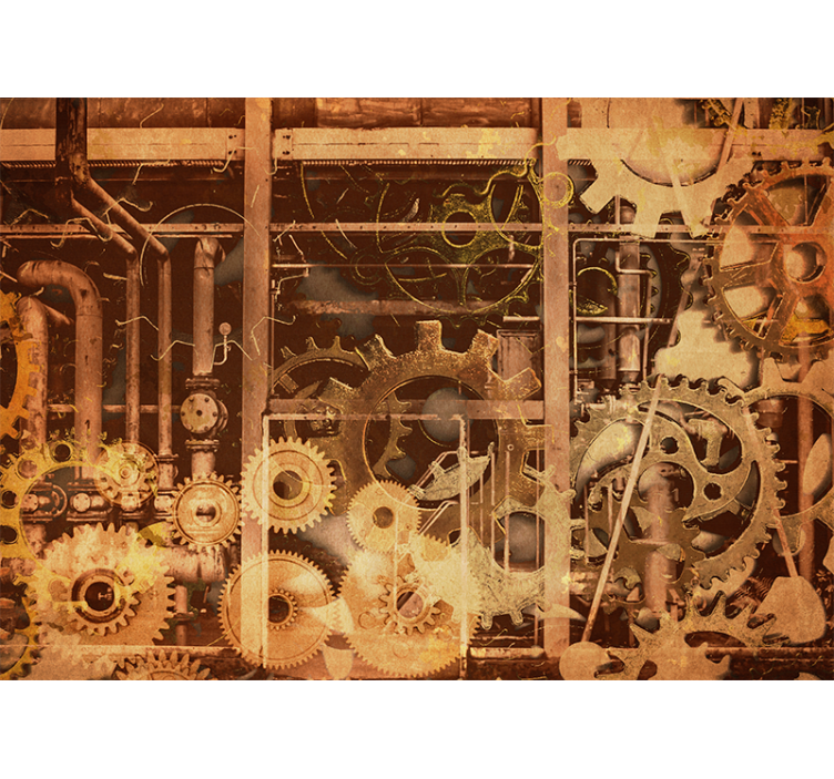 Wall mural industrial gear mechanism design - TenStickers