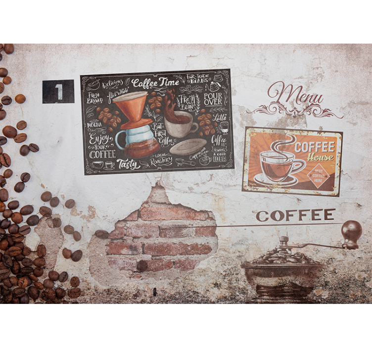 Coffee time menu phrase wall mural - TenStickers