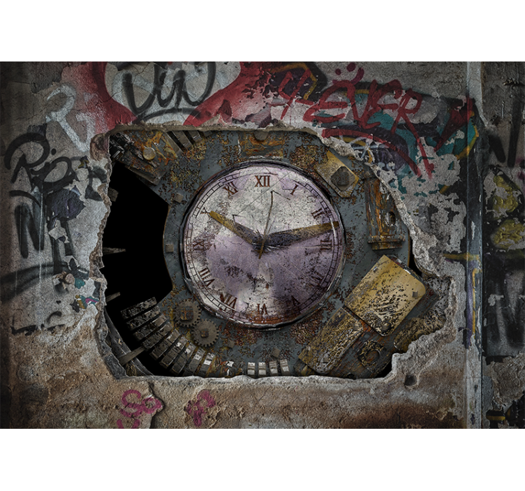 Urban wall mural rusty clock design - TenStickers