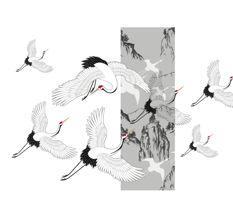 Animal mural of soaring cranes design - TenStickers