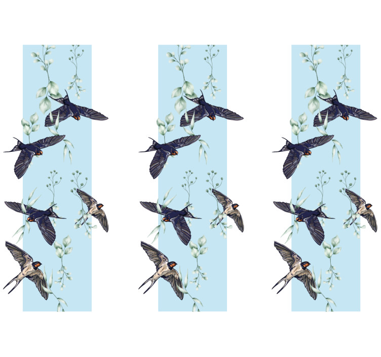 Animal mural swallows and greenery design - TenStickers
