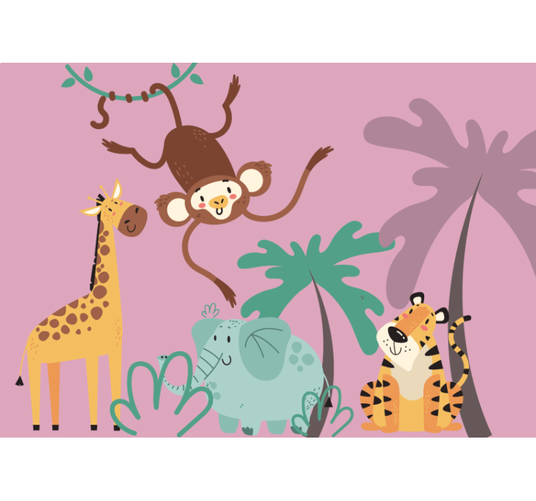 Animal mural playful jungle companions - TenStickers