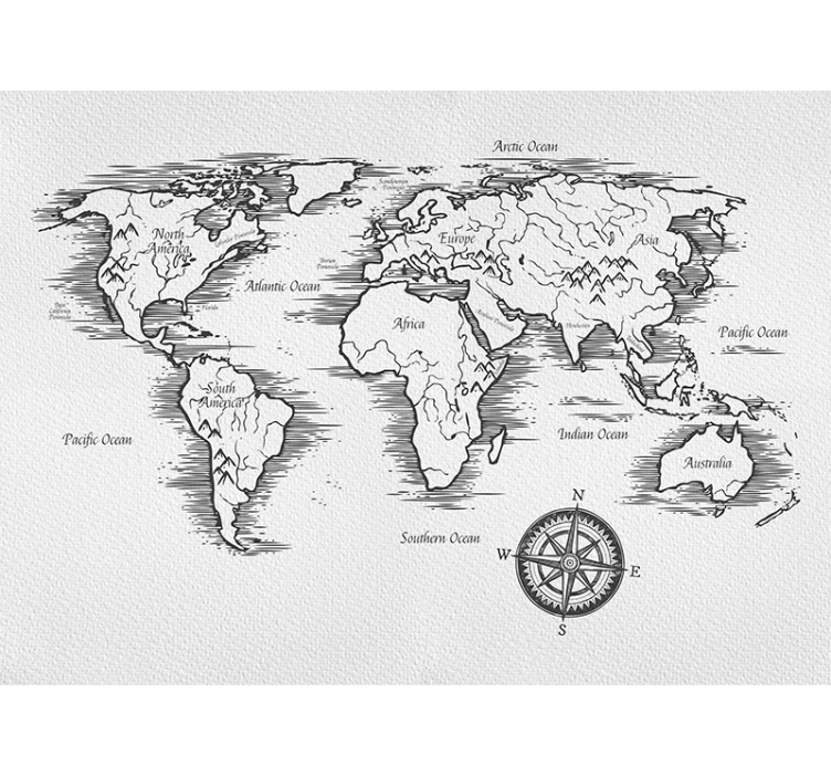 World map mural comprehensive global map - TenStickers
