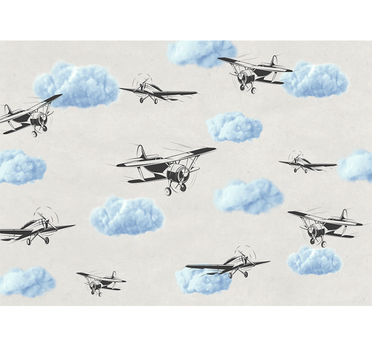 Vehicle wall mural of soaring vintage planes - TenStickers