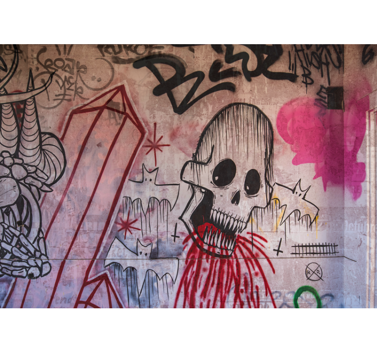 Urban wall mural skull and bats design - TenStickers