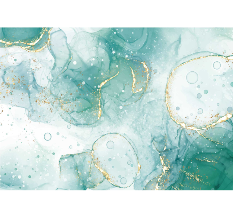 Turquoise and Gold Marble Bathroom Wall Mural - TenStickers