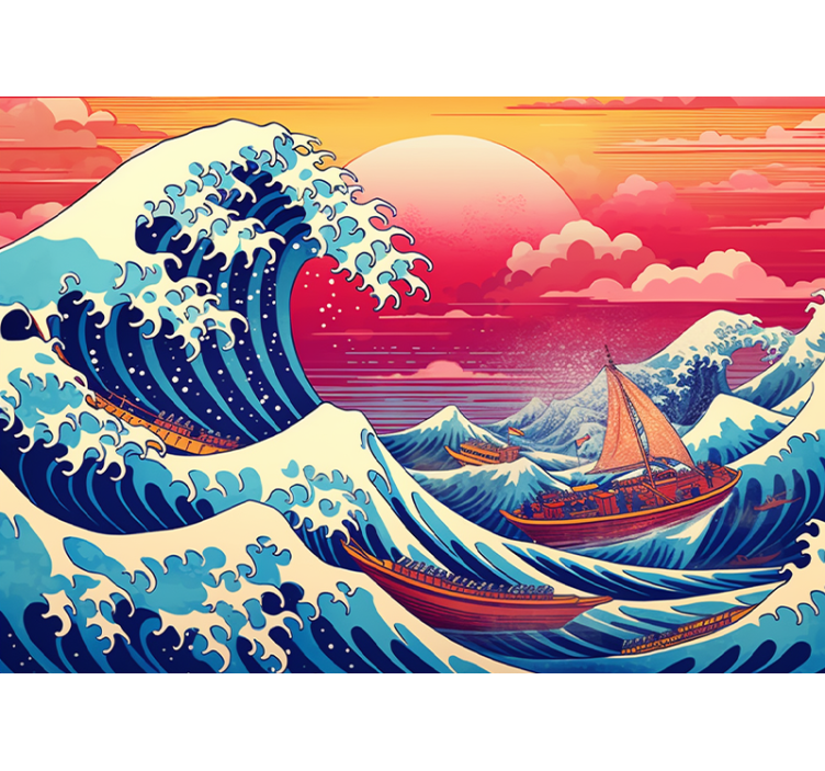 Japanese wave Classic Art Wall Mural - TenStickers