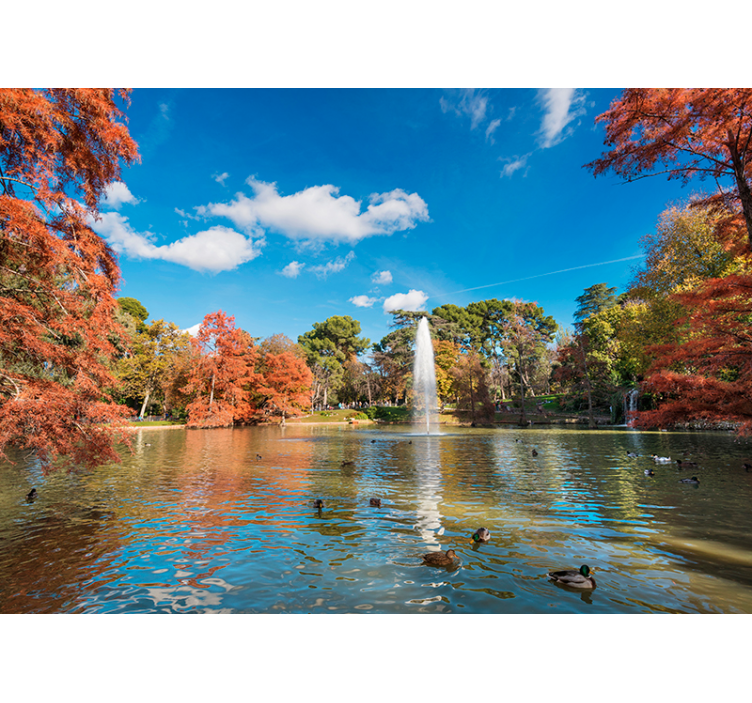 Fall Lakeside View lake wall mural - TenStickers