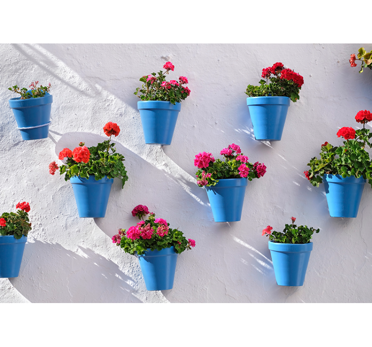 Floral Hanging Pots flower mural - TenStickers