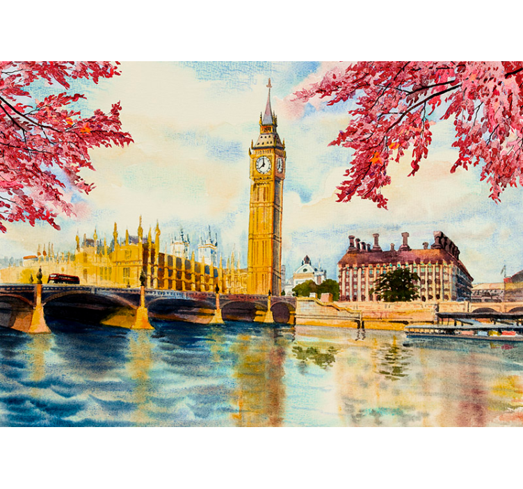 Thames and Big Ben london wall mural - TenStickers
