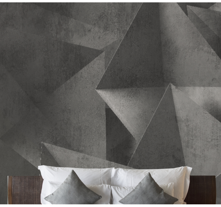 3D gray concrete triangles stone wall mural - TenStickers