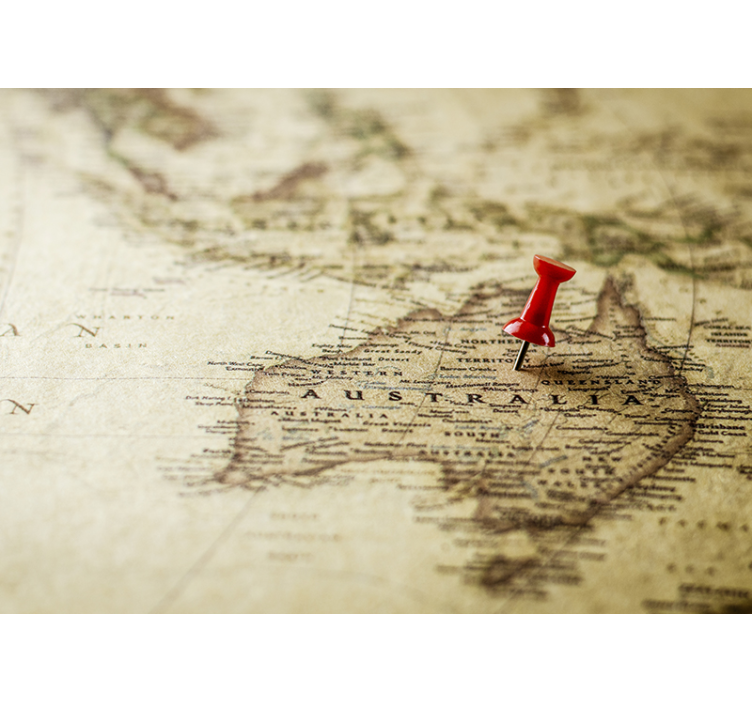 Australian Map with pin City wall mural - TenStickers