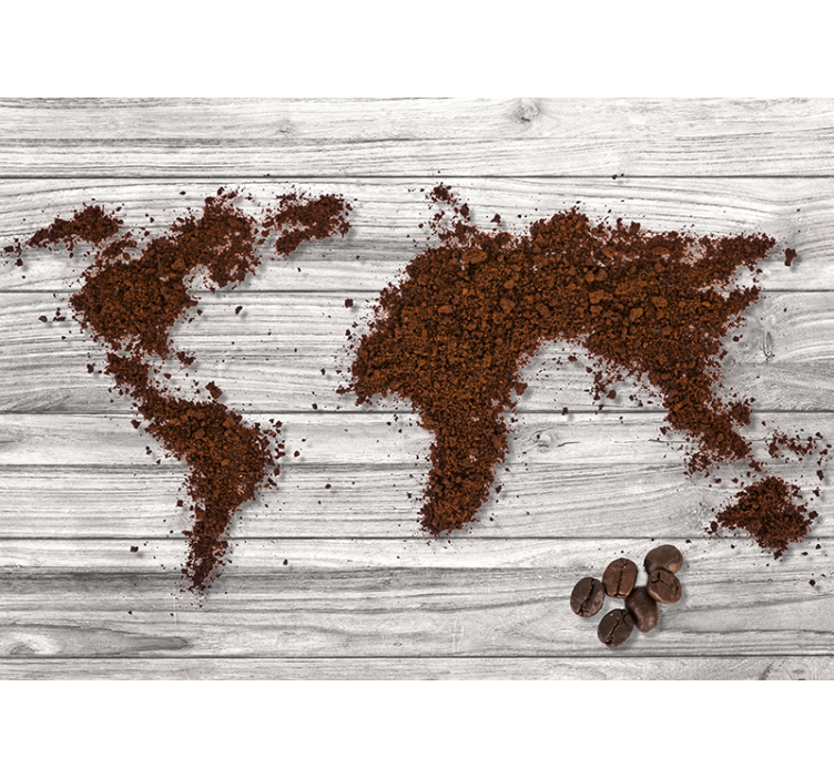 Coffee Grounds world map mural - TenStickers