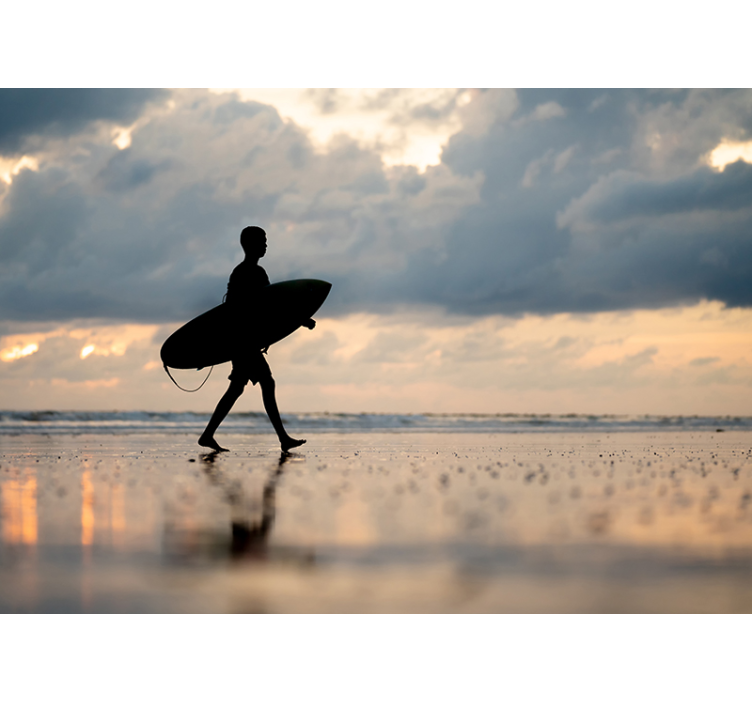 Surfer Silhouette under the sea mural - TenStickers