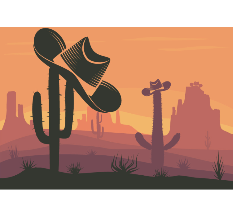 Animal mural cactus with cowboy hat - TenStickers