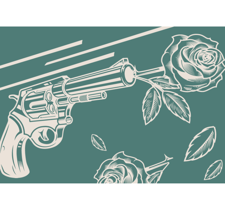 Urban wall mural gun and rose - TenStickers
