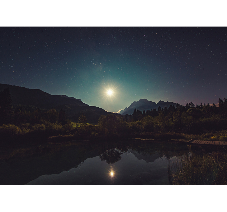 Moonlit Mountain View landscape mural - TenStickers