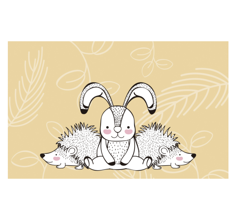 Animal mural cute bunny and hedgehog - TenStickers