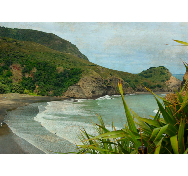 Piha beach sea wall mural - TenStickers