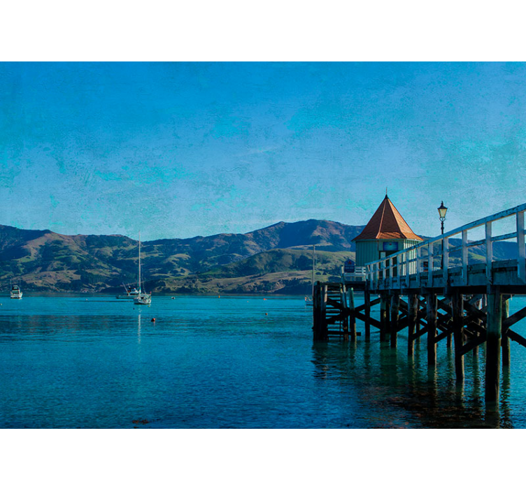 Landscape mural coastal dock scene - TenStickers