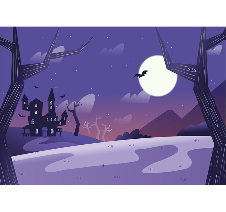 Moon castle print Halloween wall mural - TenStickers