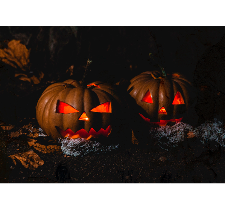 Glowing Pumpkin Faces halloween wall mural - TenStickers