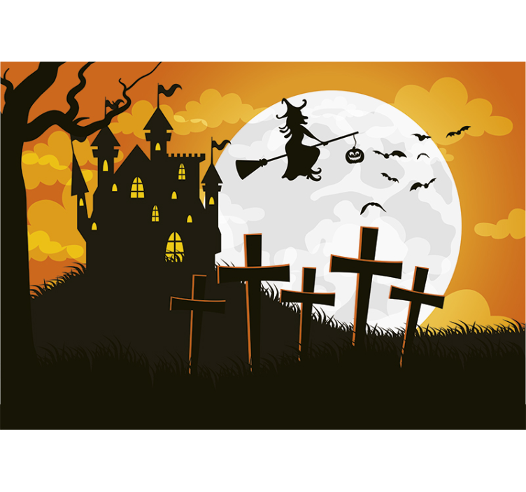 Halloween wall mural flying witch silhouette - TenStickers