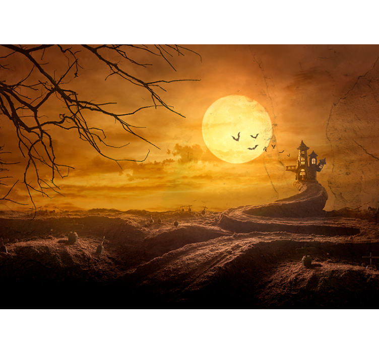 Halloween wall mural haunting moonlit night - TenStickers