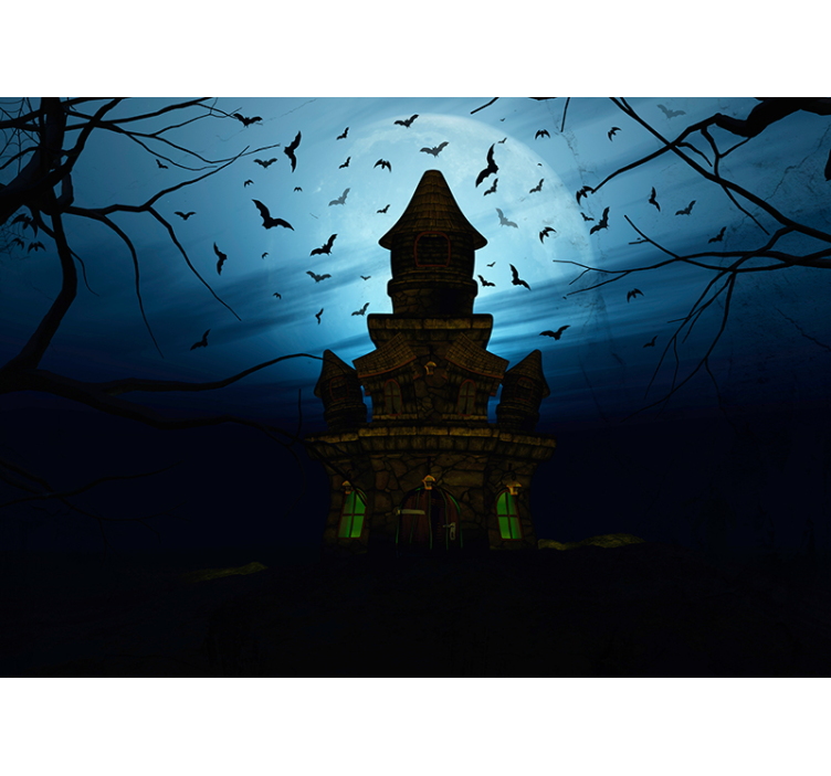 Halloween wall mural haunted castle silhouette - TenStickers
