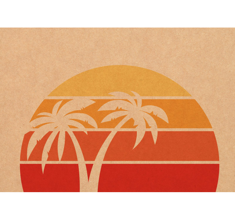 Sunset Palm Silhouette landscape mural - TenStickers
