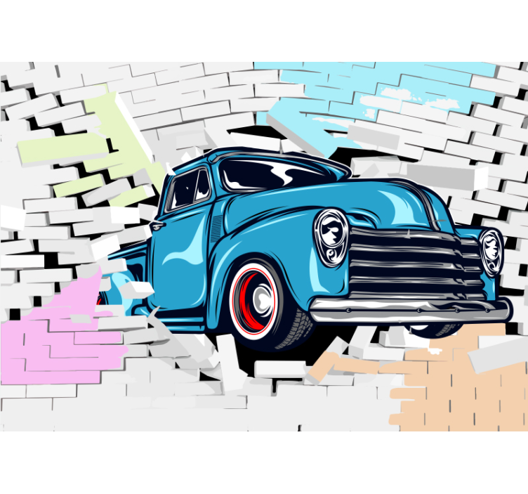 Vehicle wall mural classic blue pickup - TenStickers