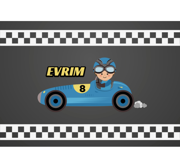 Kids wall mural cartoon racing car - TenStickers