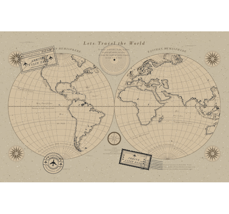 World map mural vintage global map - TenStickers