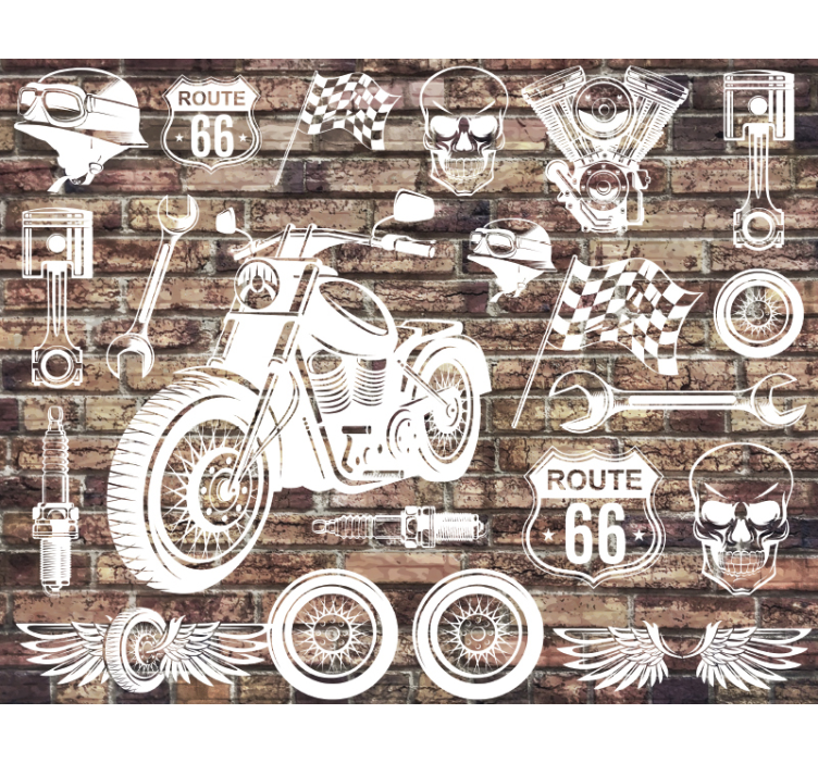 Vehicle wall mural motorcycle route 66 - TenStickers