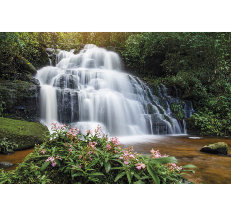 Waterfall mural lush waterfall scene - TenStickers