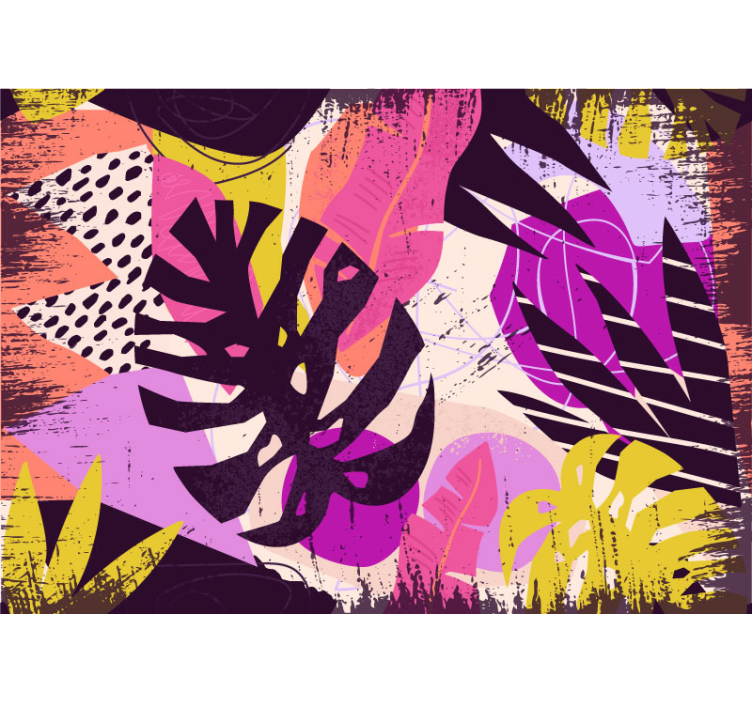 Grunge Monstera leaves wall mural - TenStickers