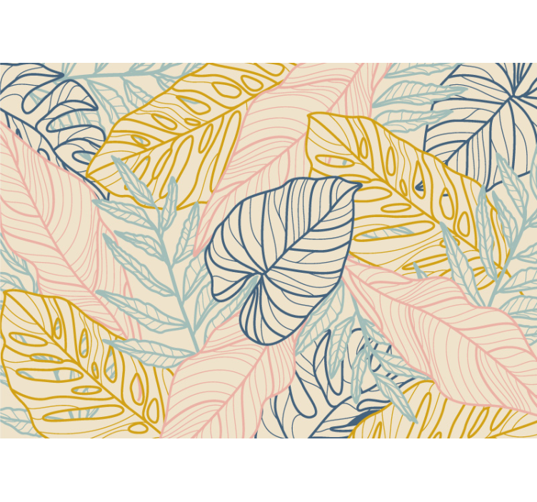 Nature wall mural with tropical leaf patterns - TenStickers