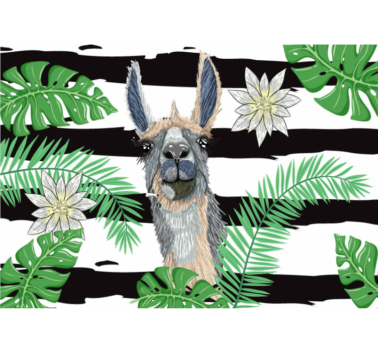 Llama With Leaves animal mural - TenStickers