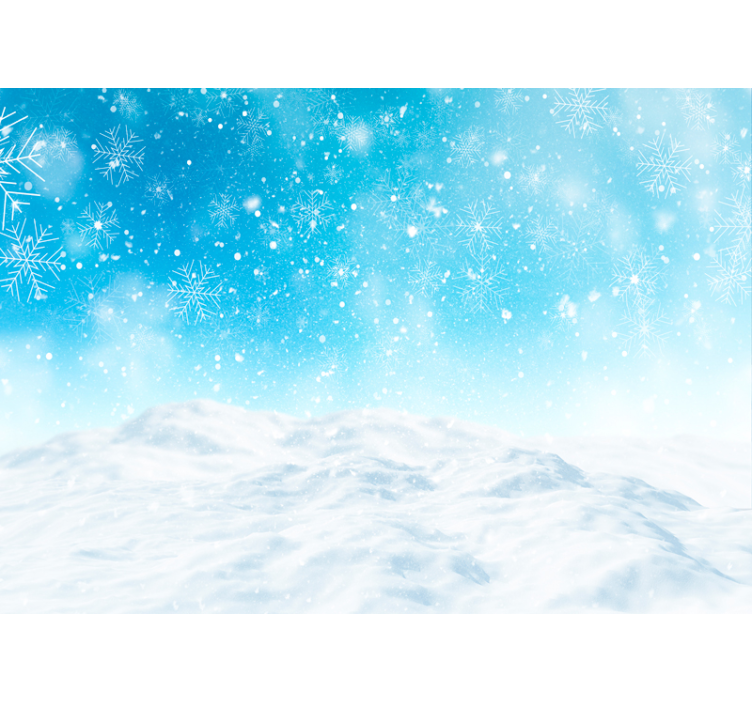 Snowflakes Falling Winter mountain wall mural - TenStickers