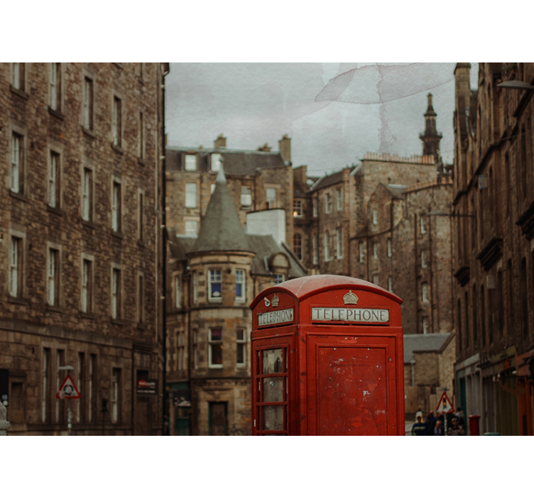 London wall mural iconic london phone booth - TenStickers