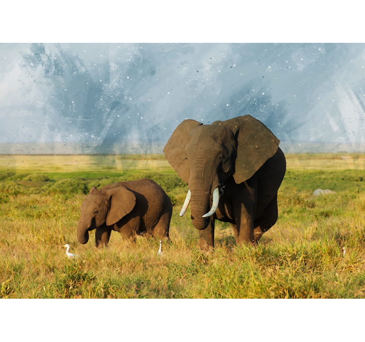 Majestic Elephants Encounter animal mural - TenStickers