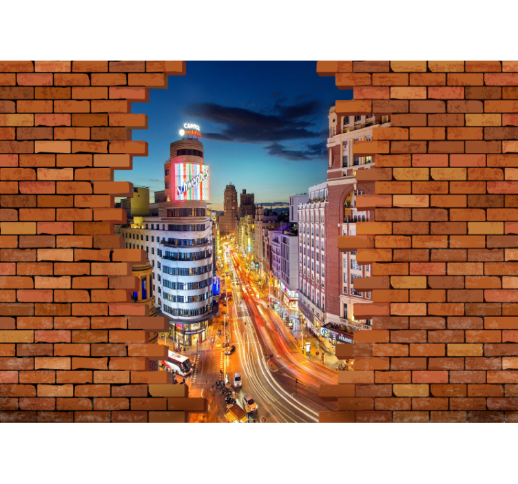 Madrid wall mural madrid cityscape at dusk - TenStickers