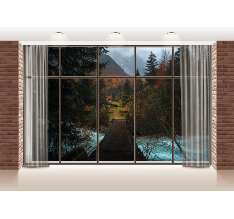 Landscape mural mountain pathway scene - TenStickers