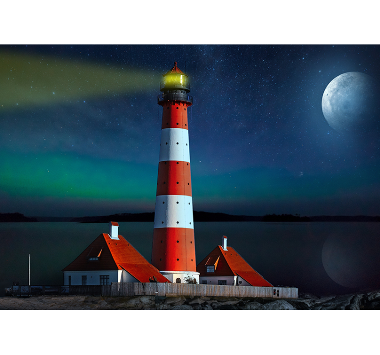 Lighthouse in the moonlight Sky Wall Mural - TenStickers