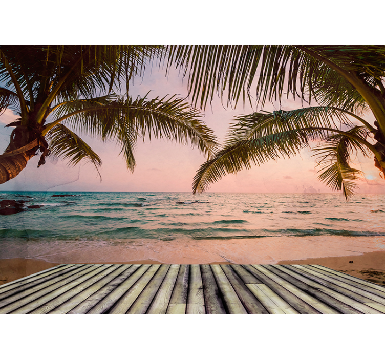Landscape mural tropical coastline view - TenStickers